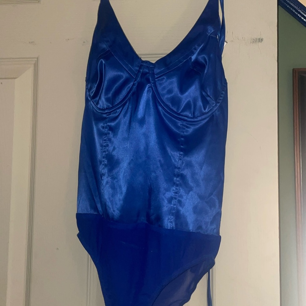 Blue Akira Halter neck Corset Style bodysuit